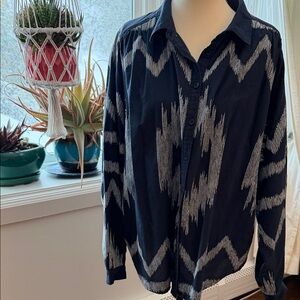 Anthropologie pilcro blue and light blue casual button down shirt